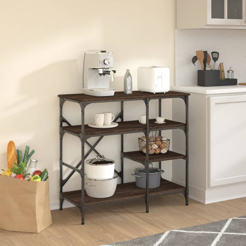 Baker's Rack Brown Oak 90x40x84 cm Engineered Wood and Metal